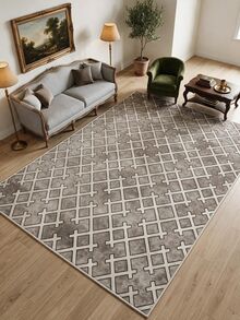 Digitally Printed Non-Slip Washable And Area Rug Suitable For Living Room, Bedroom, Outdoor, Kitchen Carpet, Modern Design | Modern, Scandinavian, Bohemian And Classic Styles | 100% Polyester - Light Grey - View 4