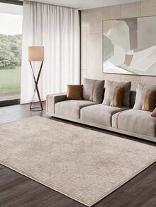 Digitally Printed Non-Slip Washable And Area Rug Suitable For Living Room, Bedroom, Outdoor, Kitchen Carpet, Modern Design | Modern, Scandinavian, Bohemian And Classic Styles | 100% Polyester - Beige - View 2