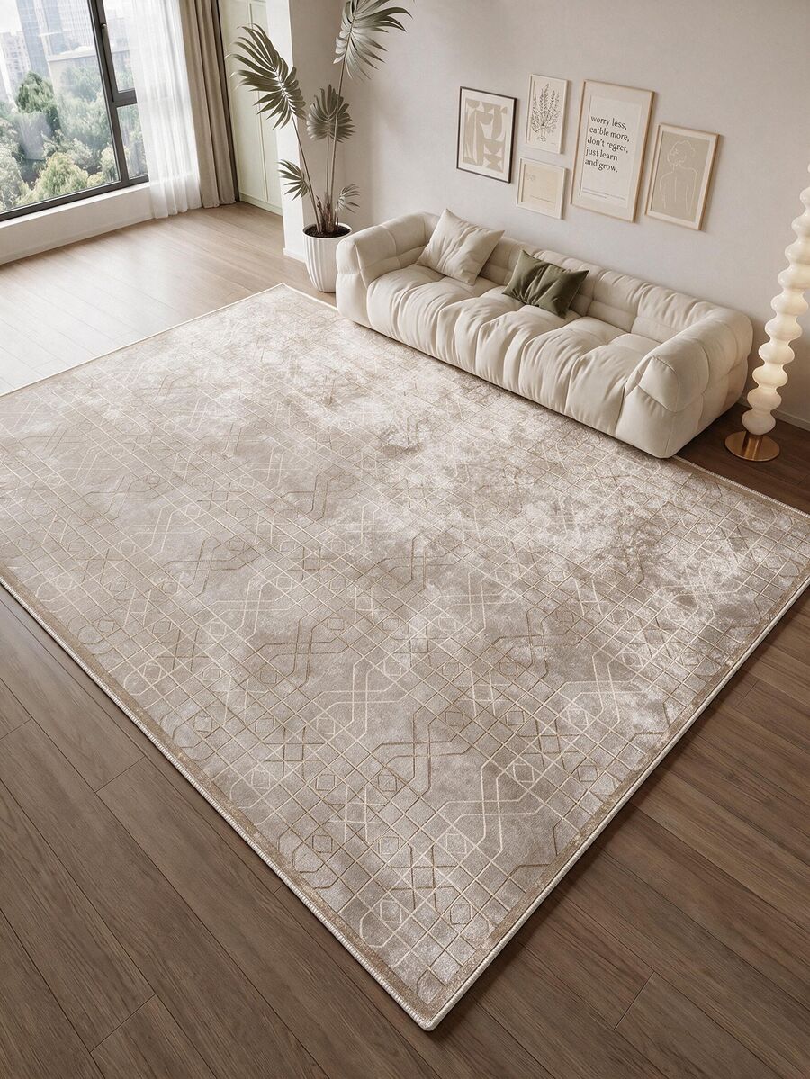 Digitally Printed Non-Slip Washable And Area Rug Suitable For Living Room, Bedroom, Outdoor, Kitchen Carpet, Modern Design | Modern, Scandinavian, Bohemian And Classic Styles | 100% Polyester - Beige - View 1
