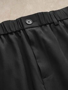 Courvante Celana Jas Kasual Pria Ukuran Besar Warna Polos, Liburan, Hadiah Hari Ayah, Golf, Perjalanan Bisnis, Musim Gugur - Hitam - View 5