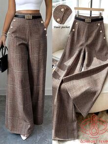 Elenzga Pantalones Extra Grande - Café integral - Ver 1