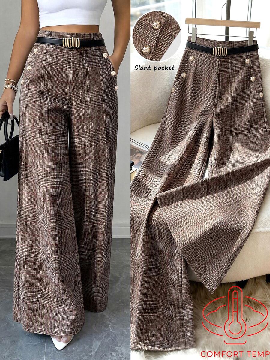 Elenzga Pantalones Extra Grande - Café integral - Ver 1