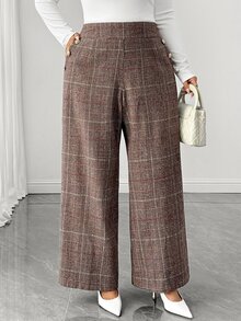 Elenzga Pantalones Extra Grande - Café integral - Ver 4