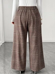 Elenzga Pantalones Extra Grande - Café integral - Ver 2