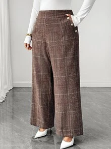 Elenzga Pantalones Extra Grande - Café integral - Ver 6
