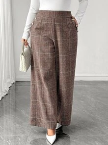 Elenzga Pantalones Extra Grande - Café integral - Ver 5