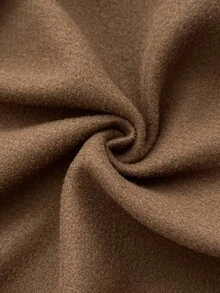 Elamini 1pc Borg Collar Double Breasted Overcoat - Brown - View 5