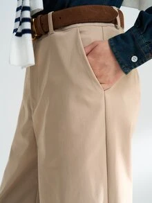 Airaco Retro American Straight Leg Casual Loose Pants - Khaki - View 4