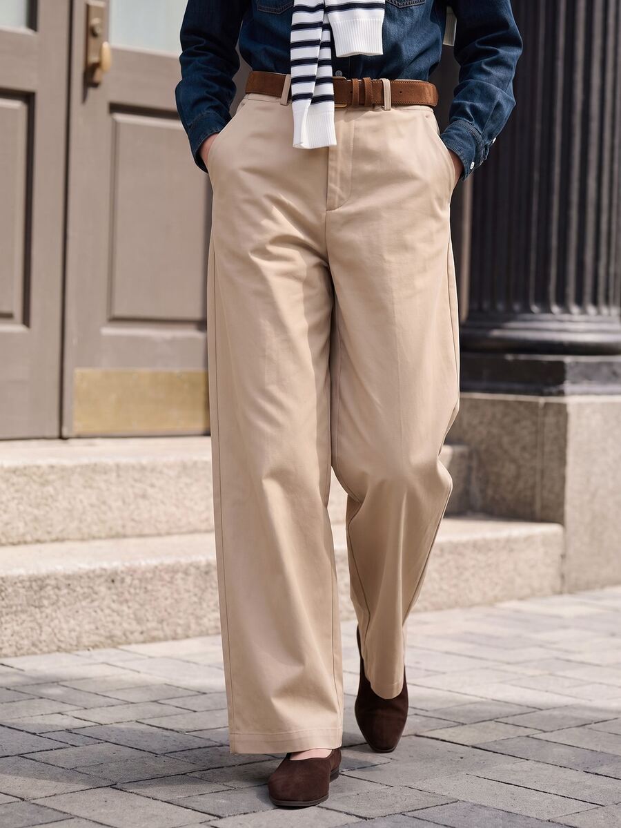 Airaco Retro American Straight Leg Casual Loose Pants - Khaki - View 1