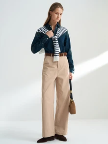Airaco Retro American Straight Leg Casual Loose Pants - Khaki - View 3