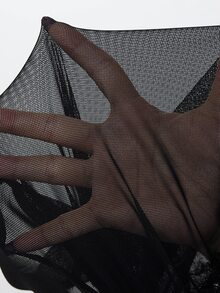 ROMWE Goth Celana Flare Seksi Jala Renda Transparan untuk Wanita Ukuran Plus - Hitam - View 11