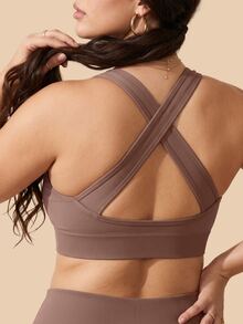 SHEIN Rhythm Era Plus Size Women Solid Color Criss-Cross Back Casual Kawaii Fitness Workout Tank Top Gym Brown Summer - Brown - View 4