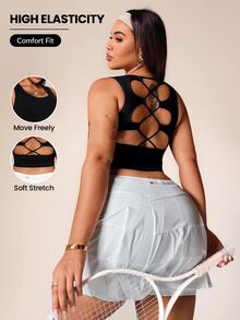 Rhythm Era Plus Size Women Backless Crisscross Tank Top - Black - View 1