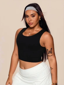 Rhythm Era Plus Size Women Backless Crisscross Tank Top - Black - View 4