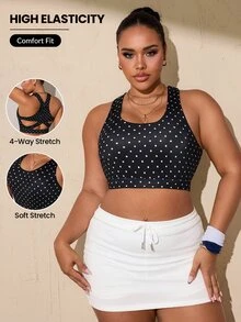 SHEIN Rhythm Era U-Neck Back Criss-Cross Hollow Out Sports Bra Plus Size - Black - View 1