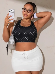 SHEIN Rhythm Era U-Neck Back Criss-Cross Hollow Out Sports Bra Plus Size - Black - View 8