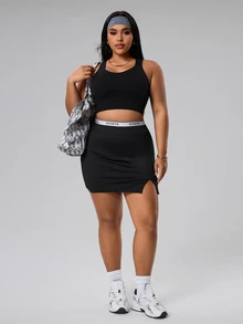 Rhythm Era Plus Size Women Seamless High Elasticity Reflective Back Sports Bra - Black - View 6