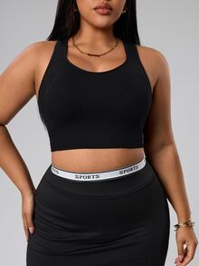 Rhythm Era Plus Size Women Seamless High Elasticity Reflective Back Sports Bra - Black - View 5