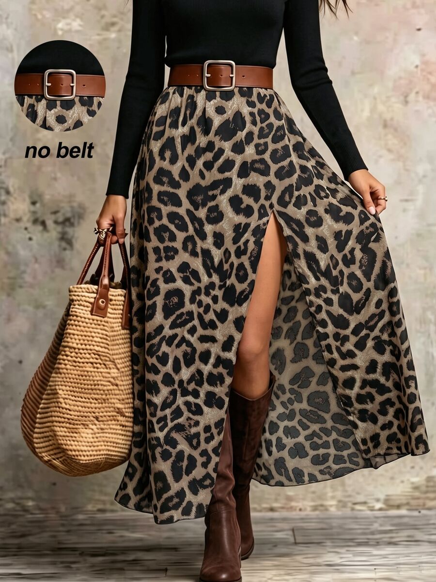 SHEIN Women's High Waist Allover Print Side Slit Holiday Vacation Beach Maxi Skirt - Multicolor - View 1