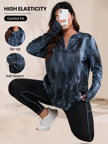 SHEIN Rhythm Era Plus Size Sports Sets Contrast Binding Tie Dye - MultiWarna - View 2
