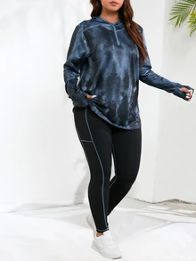 SHEIN Rhythm Era Plus Size Sports Sets Contrast Binding Tie Dye - MultiWarna - View 5