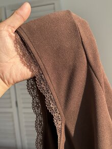 Comfortcana 大尺碼白色方領休閒度假T恤，春/夏/秋季 - 棕色 - 查看 4