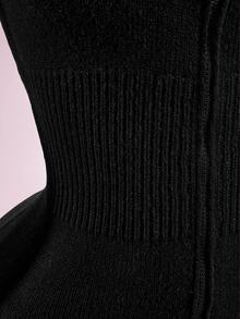 Amplova Women's High Neck Knit Contrast Color Double Zipper Fitted Bodycon Mini Crochet Dress, Suitable For Dating, Daily Wear, Back To School Campus Outfit - Black - View 8