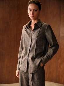 MOTF PREMIUM WOMEN'S ELEGANT REGULAR FIT COMMUTER BLOUSE - Coffee Brown - View 3