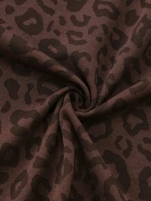 Rhythm Era Plus Size Women Seamless Leopard Print Zip-Up Short Sleeve Jacket - Coffee Brown - View 7
