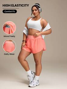 SHEIN Rhythm Era Casual Versatile Orange Shorts With Storage Pockets, Slim Fit And Flattering - Orange - View 1