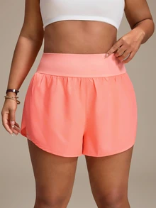SHEIN Rhythm Era Casual Versatile Orange Shorts With Storage Pockets, Slim Fit And Flattering - Orange - View 5
