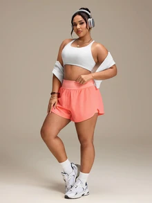 SHEIN Rhythm Era Casual Versatile Orange Shorts With Storage Pockets, Slim Fit And Flattering - Orange - View 6