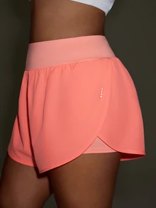 SHEIN Rhythm Era Casual Versatile Orange Shorts With Storage Pockets, Slim Fit And Flattering - Orange - View 4