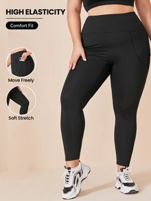 Rhythm Era Plus Stitch Sports Leggings With Phone Pocket Yoga Women Pants - Black - View 6