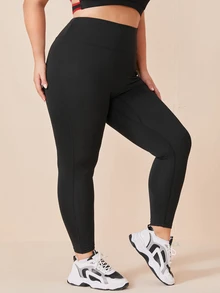 Rhythm Era Plus Stitch Sports Leggings With Phone Pocket Yoga Women Pants - Black - View 3