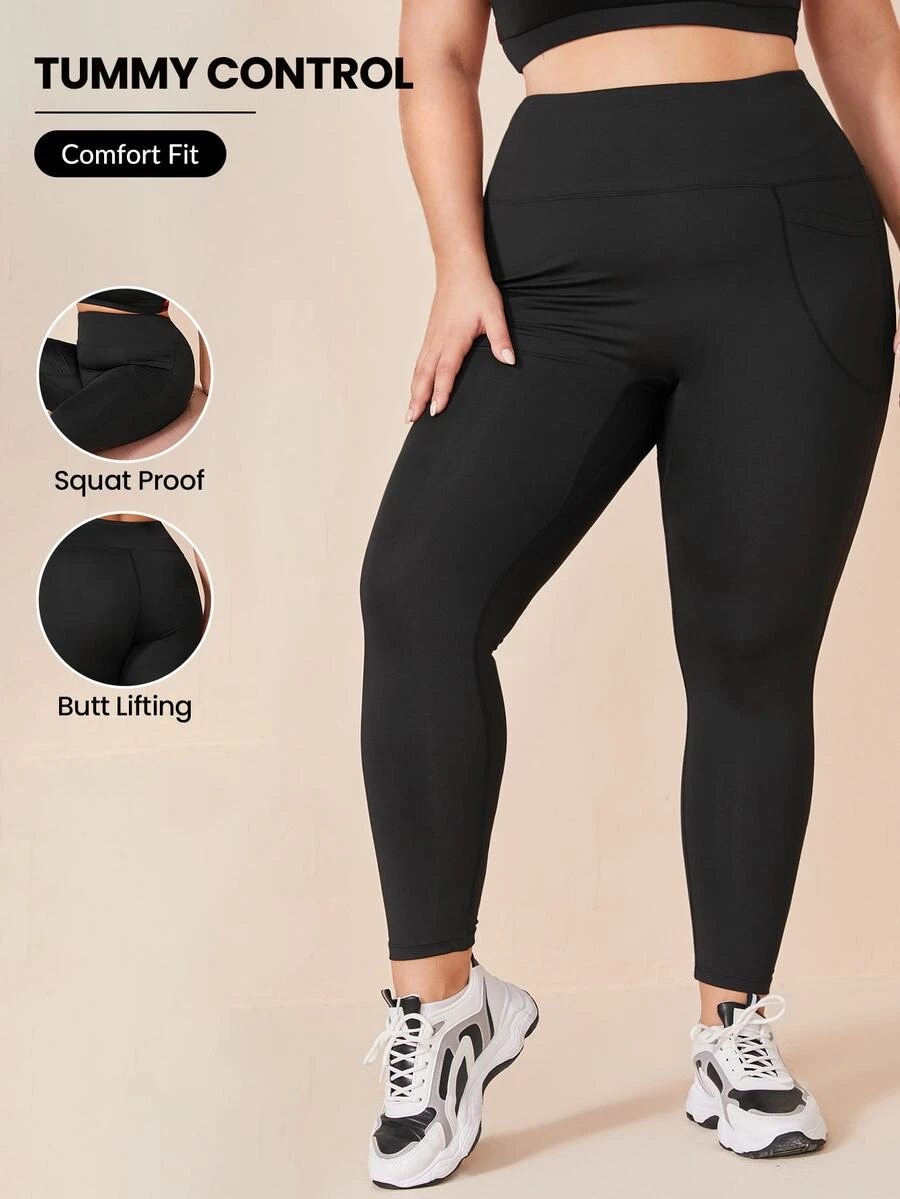 Rhythm Era Plus Stitch Sports Leggings With Phone Pocket Yoga Women Pants - Black - View 1