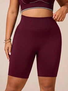 Rhythm Era Women's Plus Size Solid Color High Waist Casual Versatile Daily Travel Sports Shorts - Red - View 5