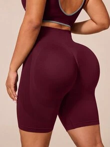 Rhythm Era Women's Plus Size Solid Color High Waist Casual Versatile Daily Travel Sports Shorts - Red - View 2