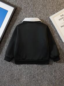 SHEIN 1件幼兒街頭休閒黑色蜘蛛圖案抓絨內裡連帽夾克，適合旅行、學校、日常聚會、戶外、街頭穿搭、派對、居家、返校、生日、嬰兒洗禮、節日派對，秋冬季 - 彩色 - 查看 3