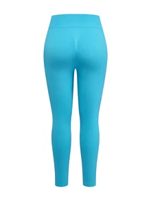 Rhythm Era Plus Size Women Waistband Lettering Seamless Sports Leggings Gym Sports Dusty Blue Summer - Blue - View 4