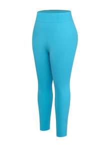 Rhythm Era Plus Size Women Waistband Lettering Seamless Sports Leggings Gym Sports Dusty Blue Summer - Blue - View 2