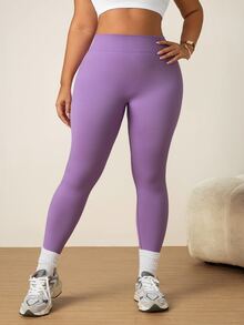 Rhythm Era Plus Size Women's Seamless Tummy Control Butt Lifting Purple Leggings - Purple - View 5