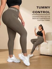 SHEIN Rhythm Era Plus Size High Elasticity Tight Fit Sports Leggings - Iron Gray - View 7