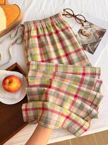 Comfortcana Celana Panjang Wanita Ukuran Besar Motif Garis-garis dengan Tali Serut di Pinggang untuk Musim Semi/Panas - MultiWarna - View 1