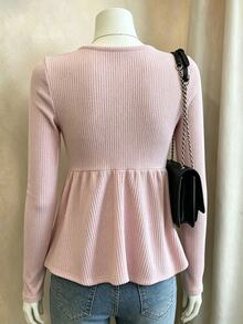 Lalippa Women's Y2k Lace Trim Rib Knit Long Sleeve Babydoll Top,Casual Contrast Color V-Neck 2 In 1, Ideal For Autumn And Winter - Multicolor - View 2