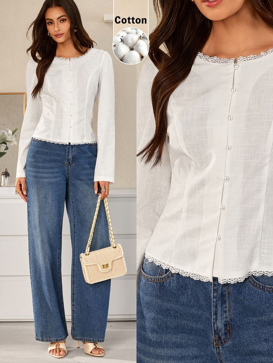 Selenza Women's Solid Color Casual Versatile Everyday Outing Shirt