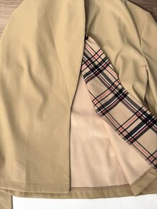 BamGleam Women's Plaid Patchwork Casual Versatile Daily Travel Long Sleeve Jacket - Khaki - View 8