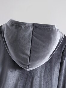 SHEIN 青少年女孩時尚休閒天鵝絨拉鍊運動外套，適合日常外出、校園及各種場合，春秋季外套，季節過渡夾克，運動外套 - 灰色 - 查看 8