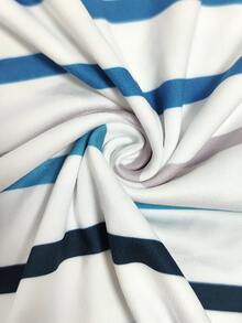 Glimmora Women's Blue And White Stripe Round Neck Short Sleeve Casual Coastal Chic Loose Dress Beach Summer - Multicolor - View 7