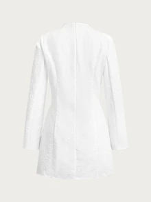 Olia Maree Women's Vintage Elegant Frog Button Long Sleeve Dress - White - View 6